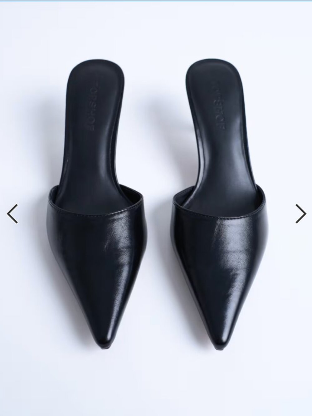 Topshop Dorota Kitten Heel Pointed Mules in black, Size EU 39